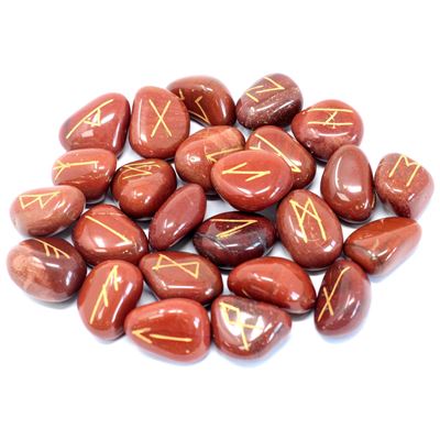 Red Jasper Rune Stones in Black Pouch